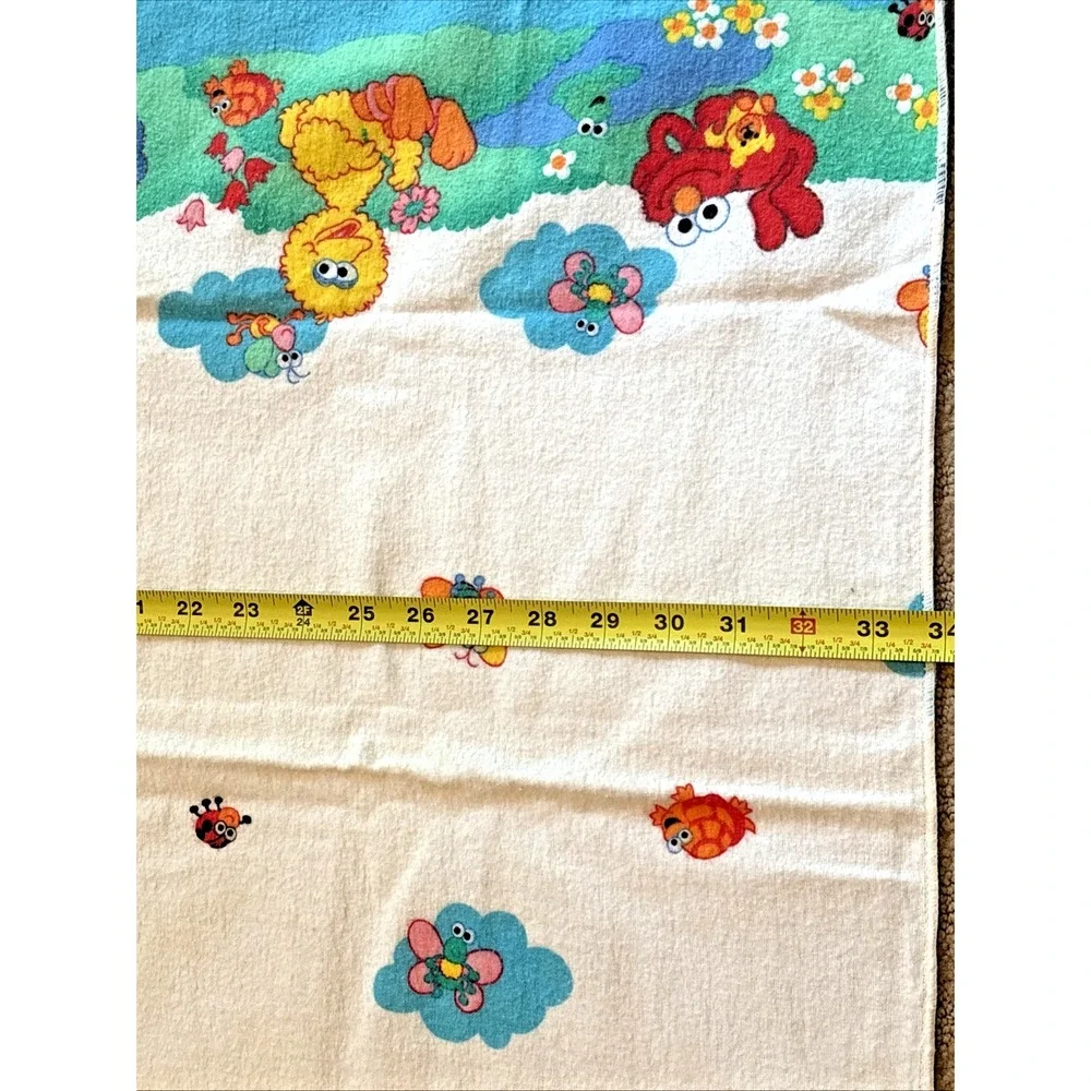 Vintage Sesame Street Receiving Blanket Elmo Big Bird 34x28 Riegel Cotton 90s